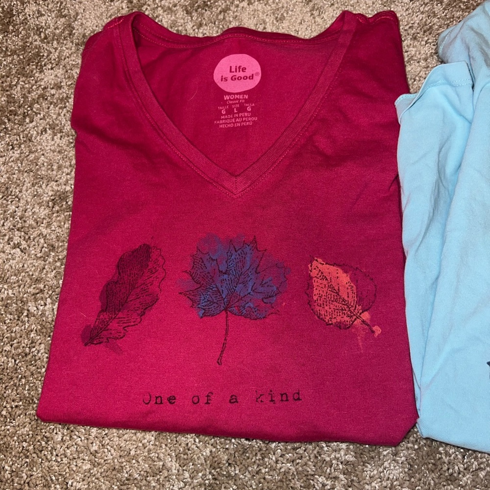 Lot of 8 Women’s Life Is Good Shirts V- Neck Size XL Summer Vibes Short Sleeve - Picture 8 of 10